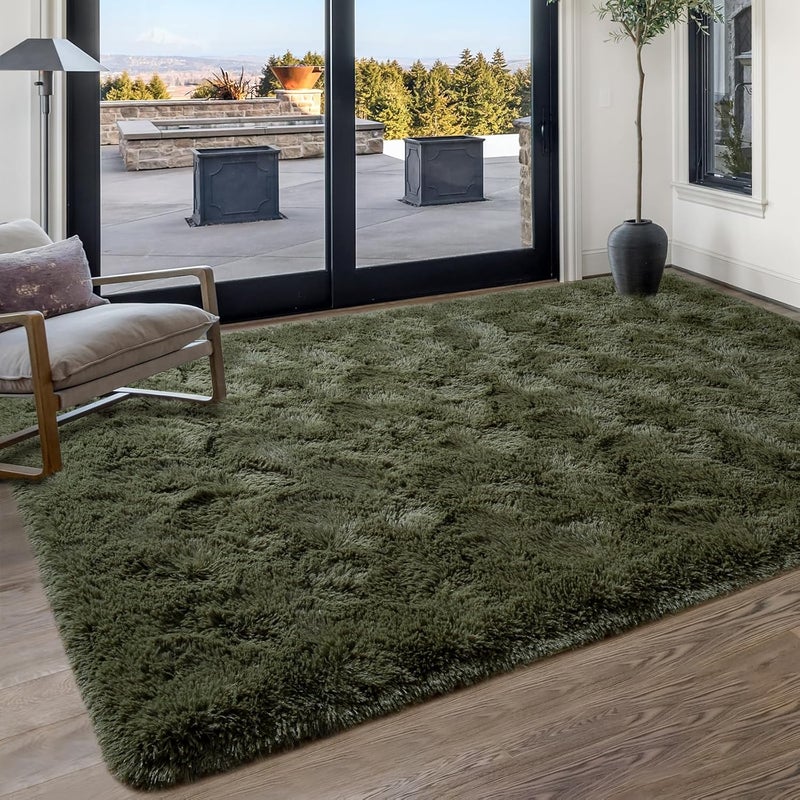 Softlife Ultra Soft Fluffy Area Rugs for Bedroom, Girls and Boys Room Kids Room Nursery Rug, 6 x 9 Feet Shaggy Large Fur Indoor Plush Modern Floor Carpet for Living Room Christmas Decor, Olive Green - Image 3